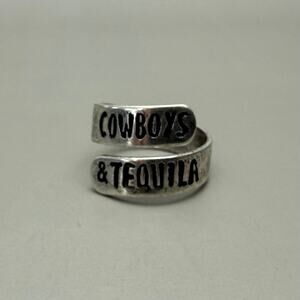 Y2K Cowboys and Tequila Silver Ring – Western Style, Size 8, Unisex, New